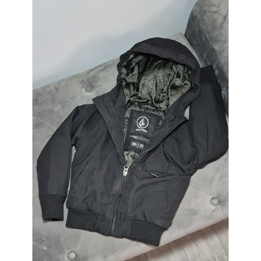 Volcom Black Hooded Jacket with Faux Fur Lining 2T